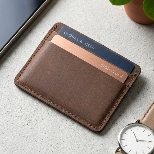 Premium Handmade Genuine Leather Card Holder Wallet – Slim Minimalist Design