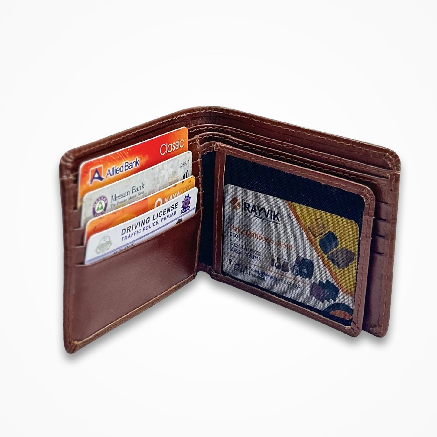 Rayvik Classic Brown Leather Wallet for Men – Slim Bifold Card Holder