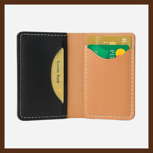 Dual-Tone Handmade Leather Wallet – Slim Bifold Card Holder with Premium Stitching