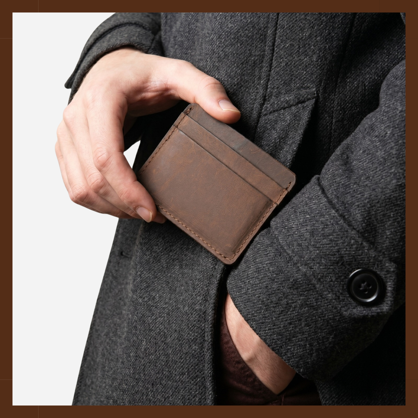 Premium Handmade Genuine Leather Card Holder Wallet – Slim Minimalist Design