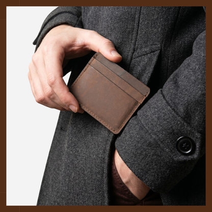 Premium Handmade Genuine Leather Card Holder Wallet – Slim Minimalist Design