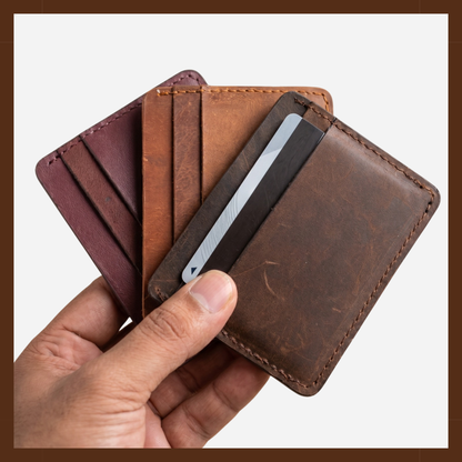 Slim Genuine Leather Card Holder Wallet – RFID Minimalist Front Pocket Wallet