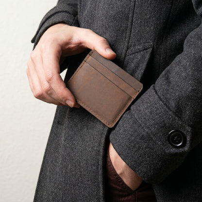 Premium Handmade Genuine Leather Card Holder Wallet – Slim Minimalist Design