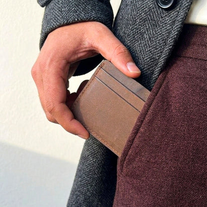 Premium Handmade Genuine Leather Card Holder Wallet – Slim Minimalist Design