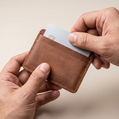 Premium Handmade Genuine Leather Card Holder Wallet – Slim Minimalist Design