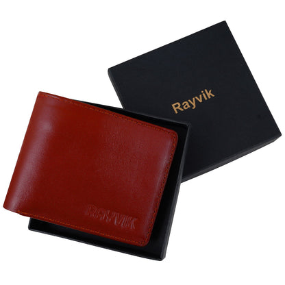 Rayvik Classic Brown Leather Wallet for Men – Slim Bifold Card Holder