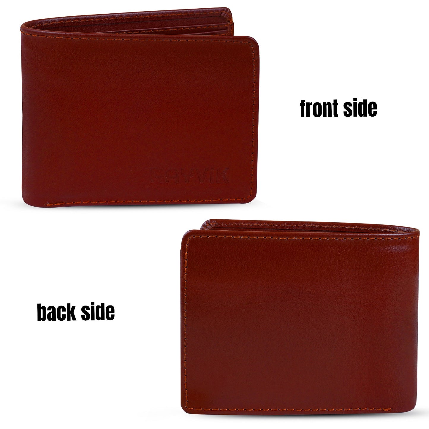Rayvik Classic Brown Leather Wallet for Men – Slim Bifold Card Holder