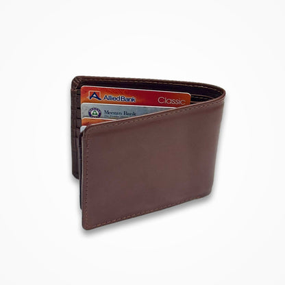 Rayvik Classic Brown Leather Wallet for Men – Slim Bifold Card Holder