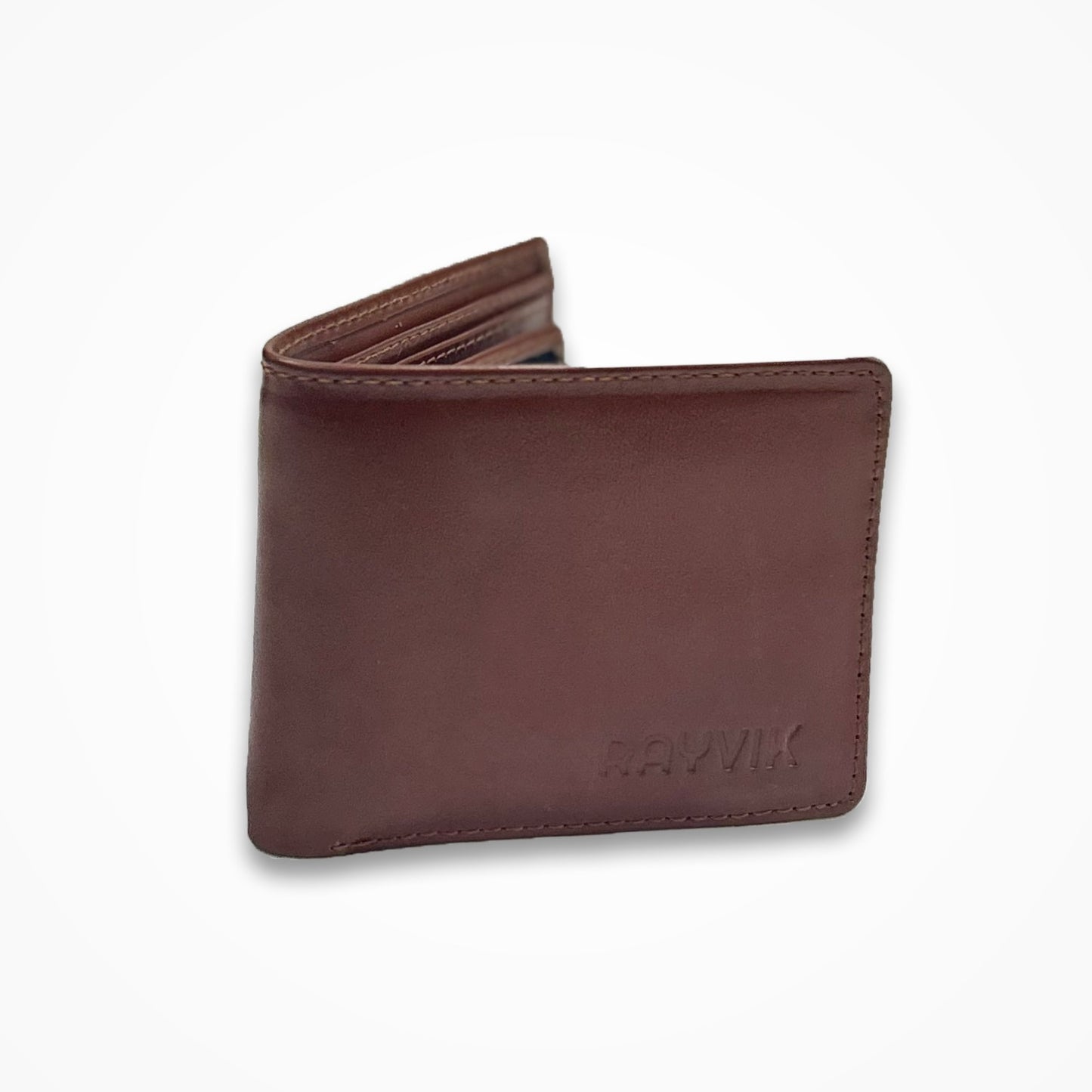 Rayvik Classic Brown Leather Wallet for Men – Slim Bifold Card Holder