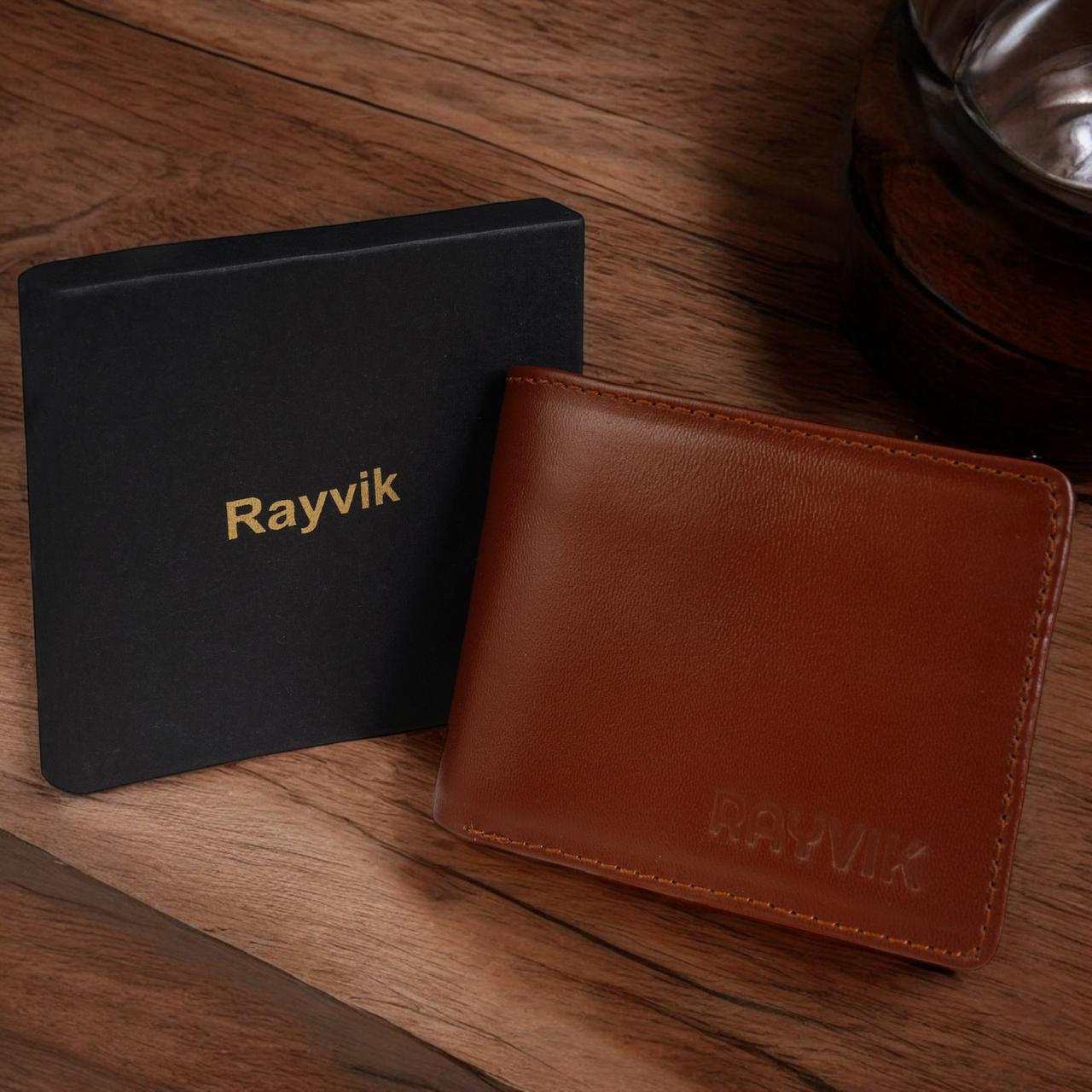 Premium Rayvik Genuine Leather Bifold Wallet – Classic Slim Design with Elegant Gift Box