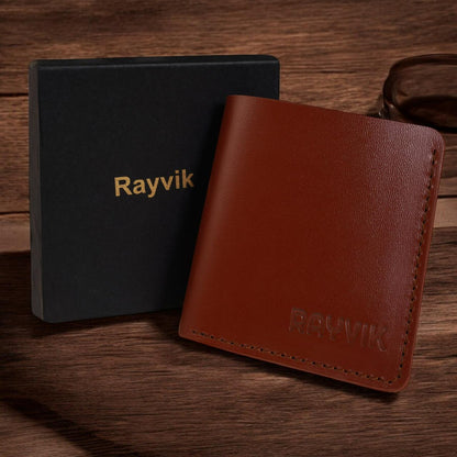 Premium Rayvik Genuine Leather Bifold Wallet – Classic Slim Design with Elegant Gift Box