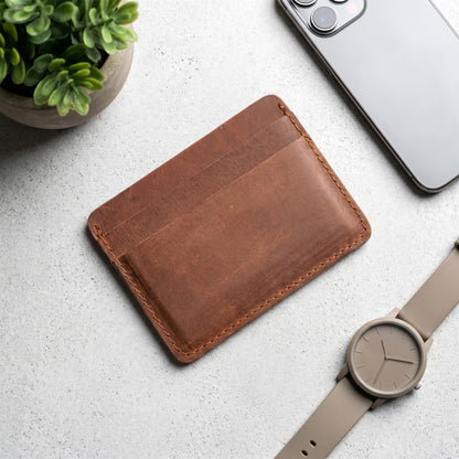 Slim Genuine Leather Card Holder Wallet – RFID Minimalist Front Pocket Wallet