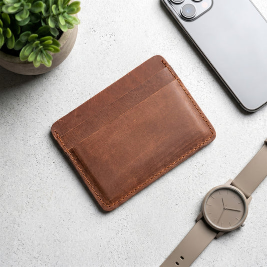 Slim Genuine Leather Card Holder Wallet – RFID Minimalist Front Pocket Wallet
