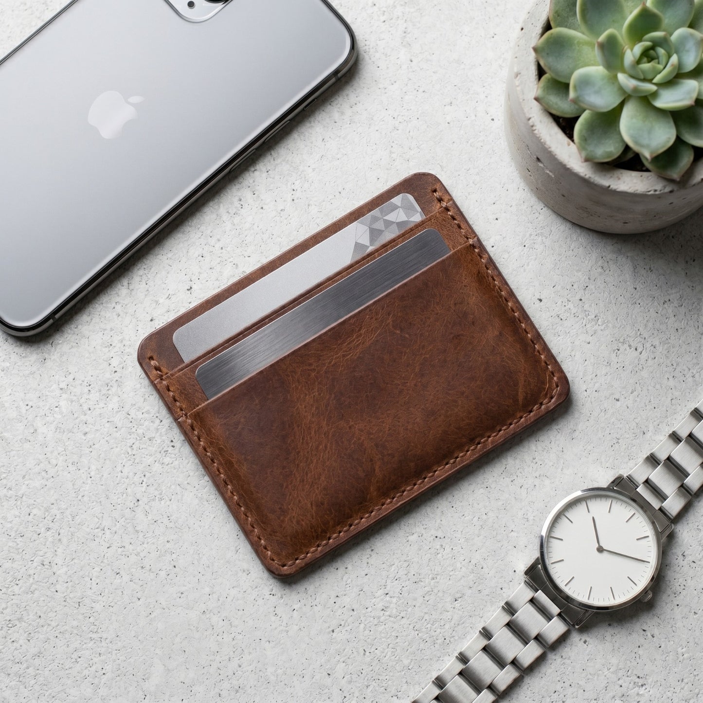 Slim Genuine Leather Card Holder Wallet – RFID Minimalist Front Pocket Wallet