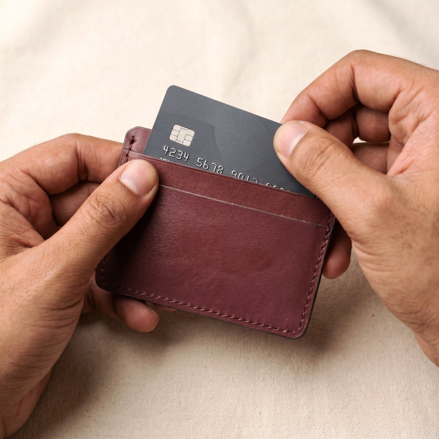 Slim Genuine Leather Card Holder Wallet – RFID Minimalist Front Pocket Wallet