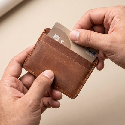Slim Genuine Leather Card Holder Wallet – RFID Minimalist Front Pocket Wallet