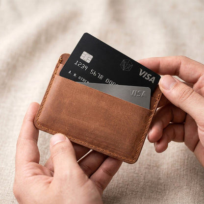 Slim Genuine Leather Card Holder Wallet – RFID Minimalist Front Pocket Wallet